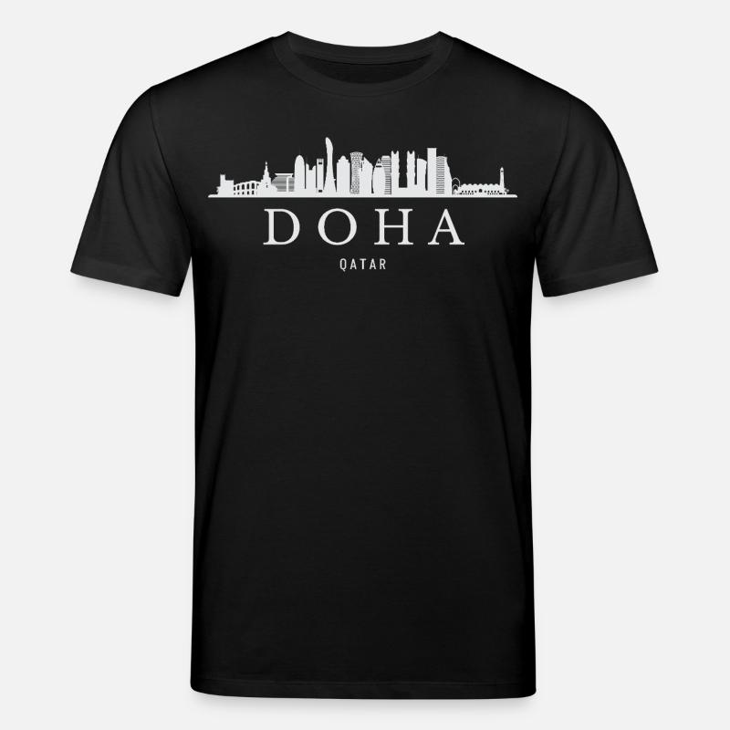 Skyline von Doha, Doha Katar - Stanley/Stella Unisex Bio-T-Shirt CREATOR - Schwarz