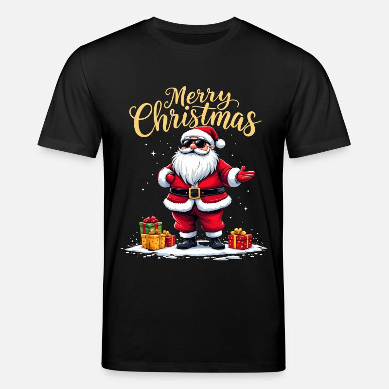 Merry Christmas Weihnachtsmann Mit Geschenken - Stanley/Stella Unisex Bio-T-Shirt CREATOR  - Schwarz