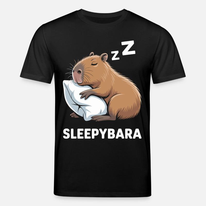 Sleepybara Capybara Sleeping - Stanley/Stella CREATOR Unisex Organic T-Shirt - black