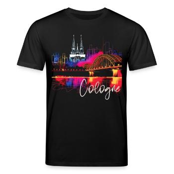 Köln Skyline Kölner Dom Deutschland Stadt Bunt - Stanley/Stella Unisex Bio-T-Shirt CREATOR  - Schwarz - Vorne - Alina (178cm) & Michal (187cm)