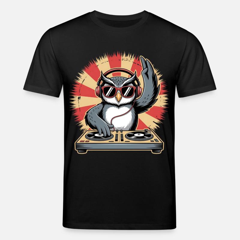 DJ Eule mit Turntables - Stanley/Stella Unisex Bio-T-Shirt CREATOR  - Schwarz