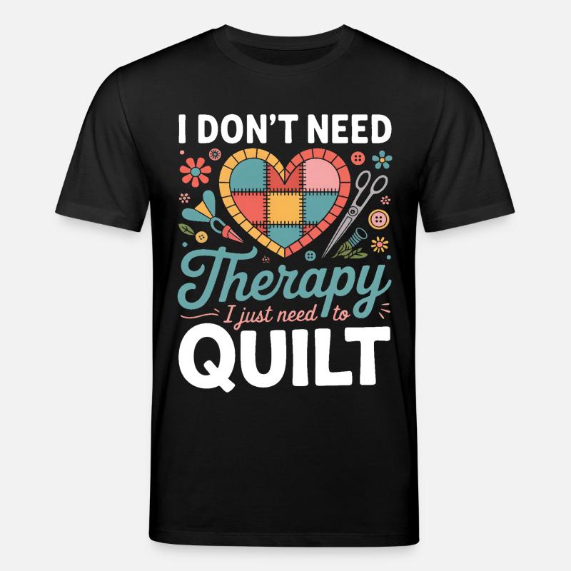 Patchwork Herz Therapie Quilt - Stanley/Stella Unisex Bio-T-Shirt CREATOR  - Schwarz