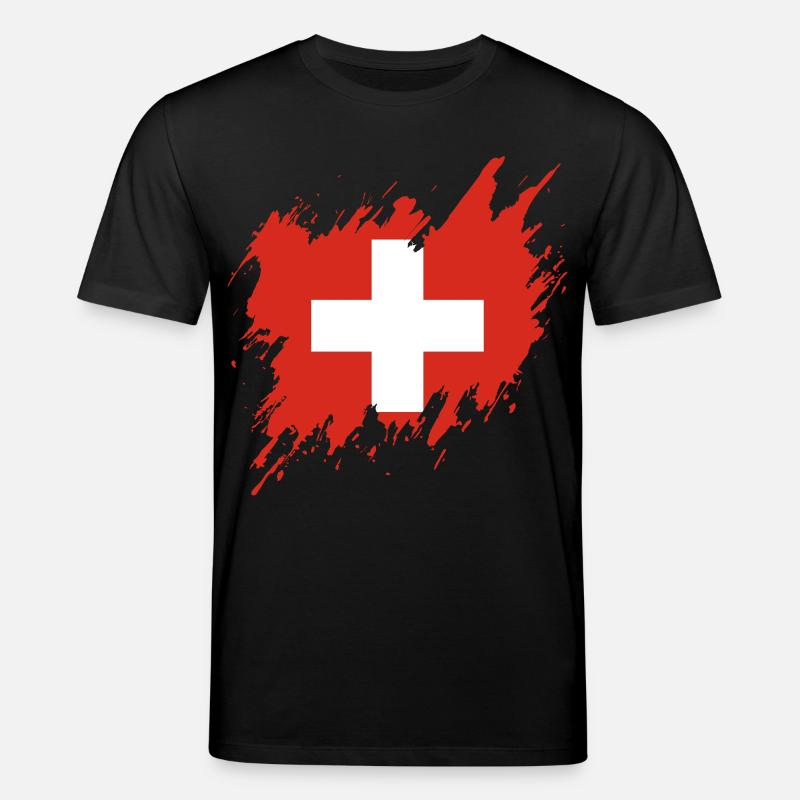 Drapeau de la Suisse, style déchiré - T-shirt bio CREATOR Stanley/Stella Unisexe - noir