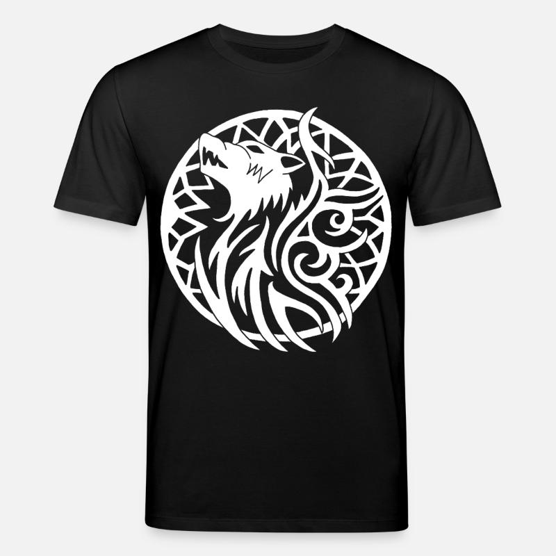 Weißer Wikingerwolf und Glücksbringer - Stanley/Stella Unisex Bio-T-Shirt CREATOR - Schwarz