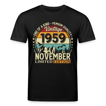 66. Geburtstag Vintage November Jahrgang 1959  - Stanley/Stella Unisex Bio-T-Shirt CREATOR  - Schwarz - Vorne - Alina (178cm) & Michal (187cm)
