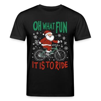 LUSTIGER WEIHNACHTSMANN FAHRRAD WEIHNACHTSGESCHENK - Stanley/Stella Unisex Bio-T-Shirt CREATOR  - Schwarz - Vorne - Alina (178cm) & Michal (187cm)