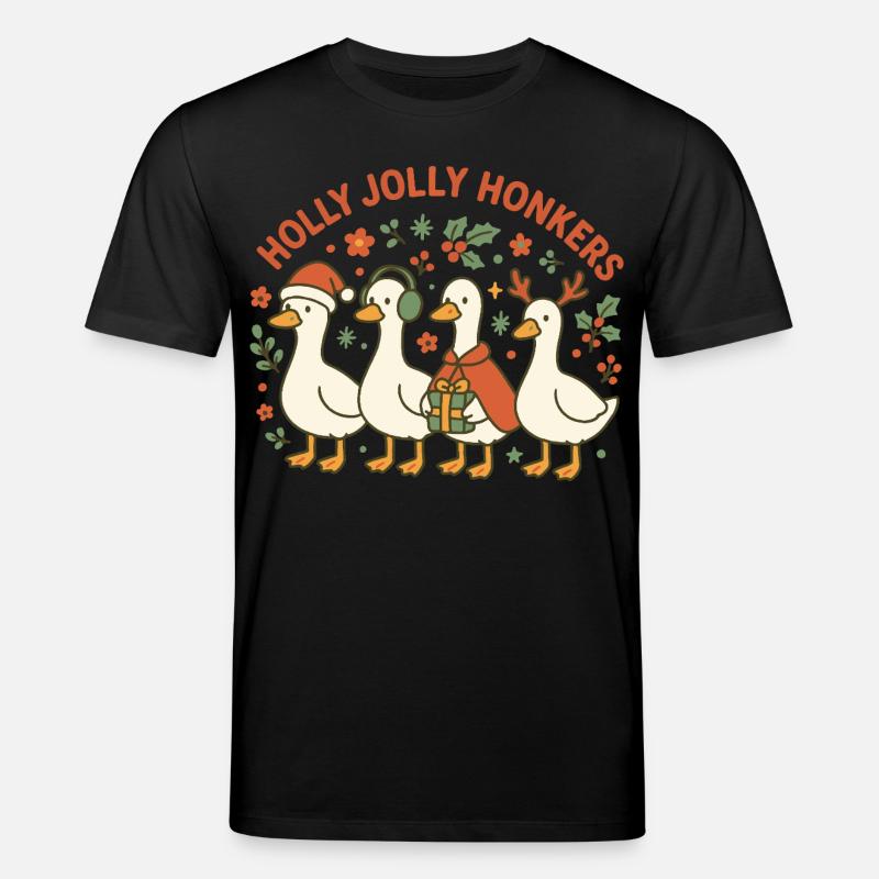 Weihnachtsgans Holly Jolly Honkers Fun Design - Stanley/Stella Unisex Bio-T-Shirt CREATOR  - Schwarz