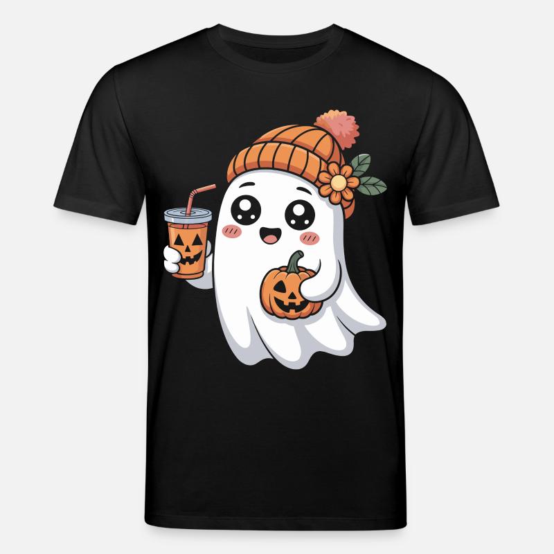 Geist Halloween Kürbis Latte Spaß - Stanley/Stella Unisex Bio-T-Shirt CREATOR  - Schwarz