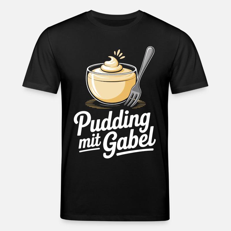 Pudding with fork - Stanley/Stella CREATOR Unisex Organic T-Shirt - black