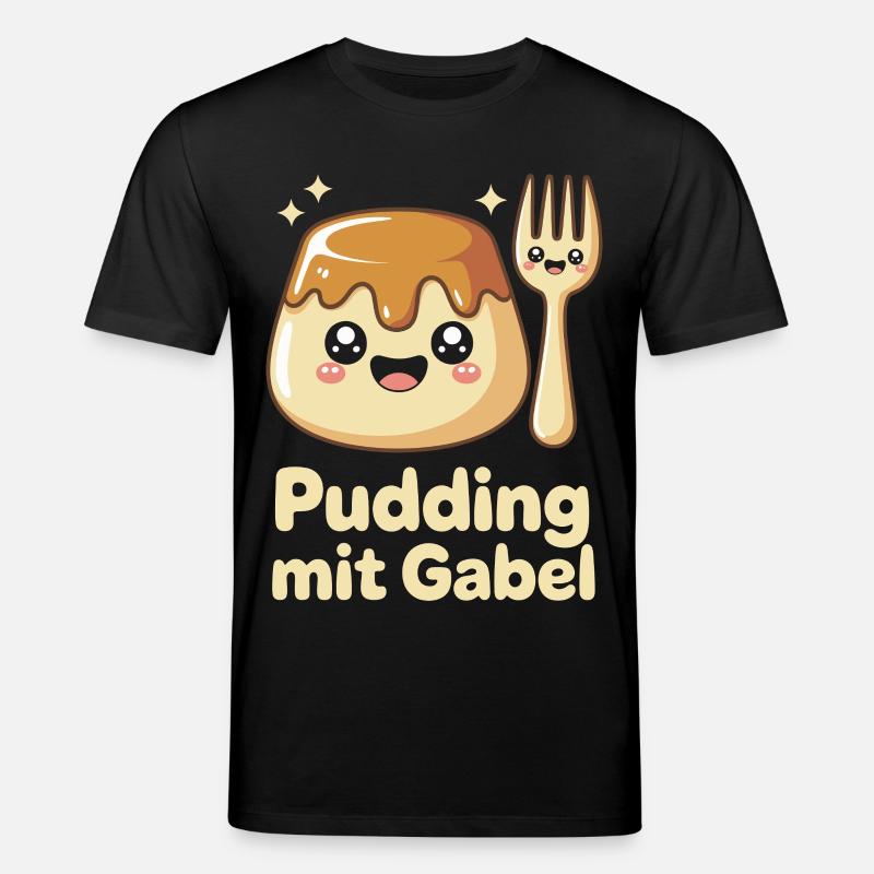 Pudding with fork - Stanley/Stella CREATOR Unisex Organic T-Shirt - black