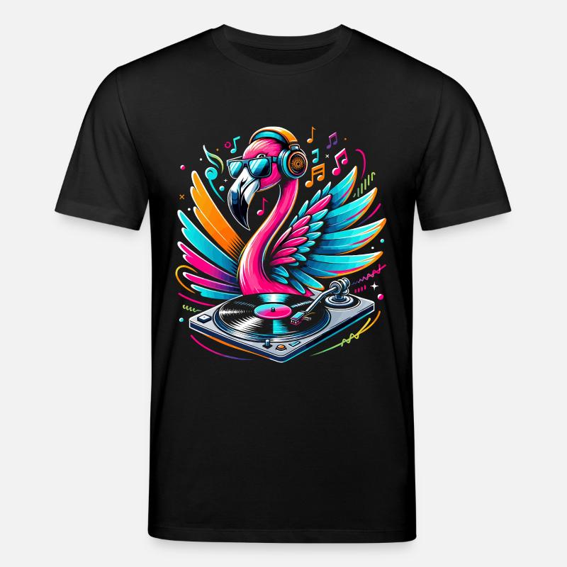 Flamingo DJ Neonbeat - Stanley/Stella Unisex Bio-T-Shirt CREATOR  - Schwarz