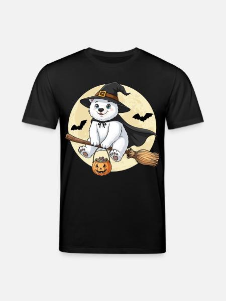 Sød Isbjørn Heks Halloween Græskar Fuldmåne - Stanley/Stella CREATOR økologisk unisex-T-shirt - sort