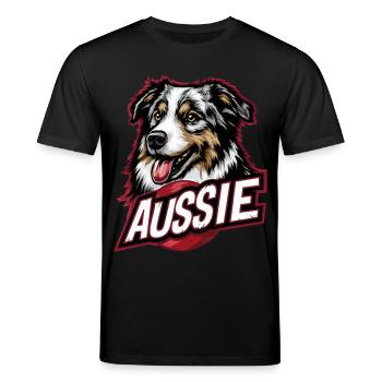 Aussie Dog Design – Australian Shepherd Fan - Stanley/Stella CREATOR Unisex Organic T-Shirt - black - Front - Alina (178cm) & Michal (187cm)