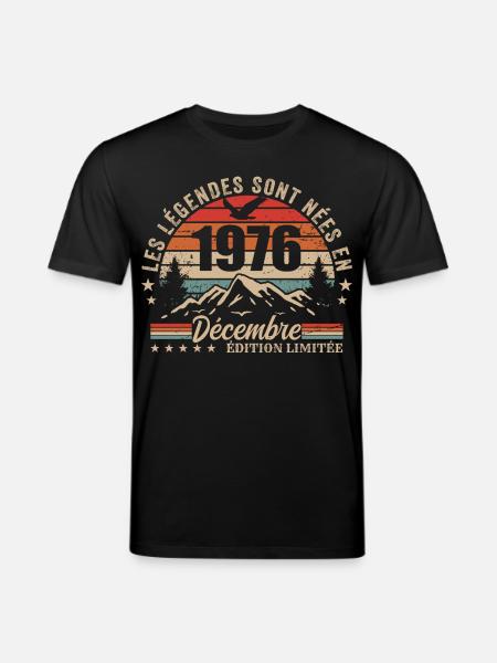 Rétro Décembre 1976 - Cadeau 49 Ans - T-shirt bio CREATOR Stanley/Stella Unisexe - noir