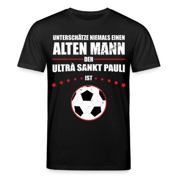 Alter Mann - Ultra Sankt Pauli Fan | Vintage Retro - Stanley/Stella Unisex Bio-T-Shirt CREATOR  - Schwarz - Vorne - Alina (178cm) & Michal (187cm)