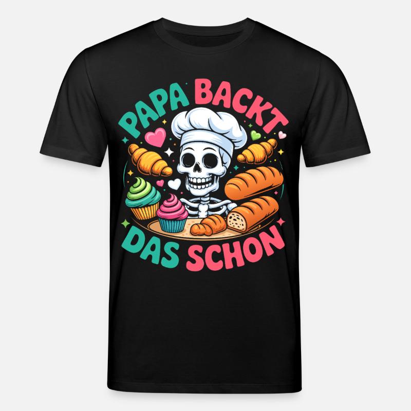 Dad's Baking Skeleton Chef - Stanley/Stella CREATOR Unisex Organic T-Shirt - black