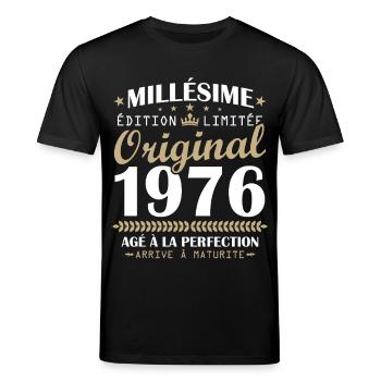 Millésime 1976 Original Cadeau Anniversaire 50 ans - T-shirt bio CREATOR Stanley/Stella Unisexe - noir - Devant - Alina (178cm) & Michal (187cm)