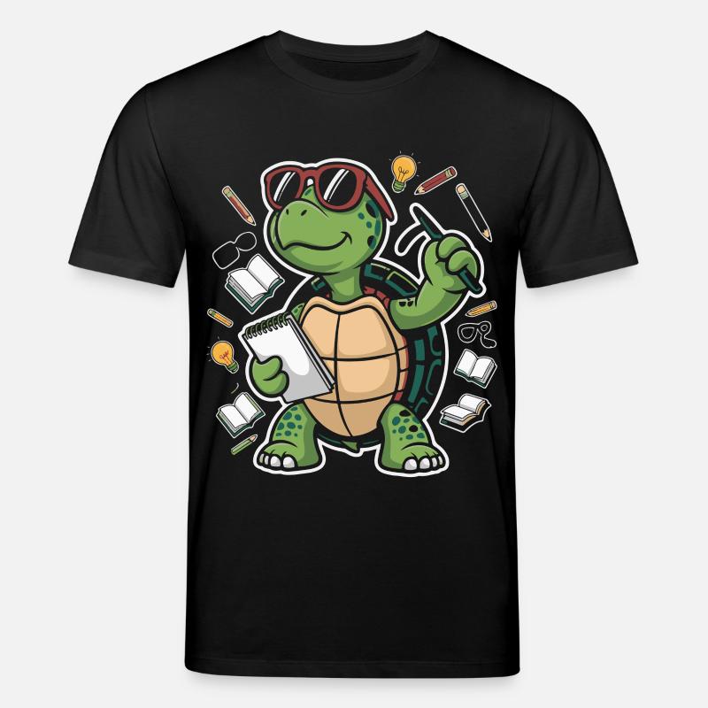 Learning turtle with pen - Stanley/Stella CREATOR Unisex Organic T-Shirt - black