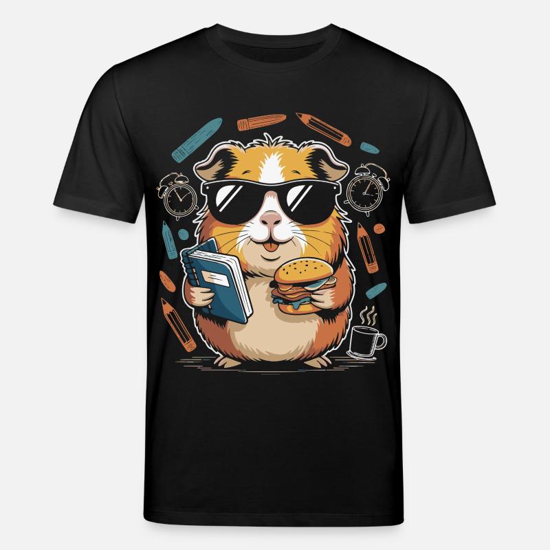 Buchheld Hamster mit Burger - Stanley/Stella Unisex Bio-T-Shirt CREATOR  - Schwarz