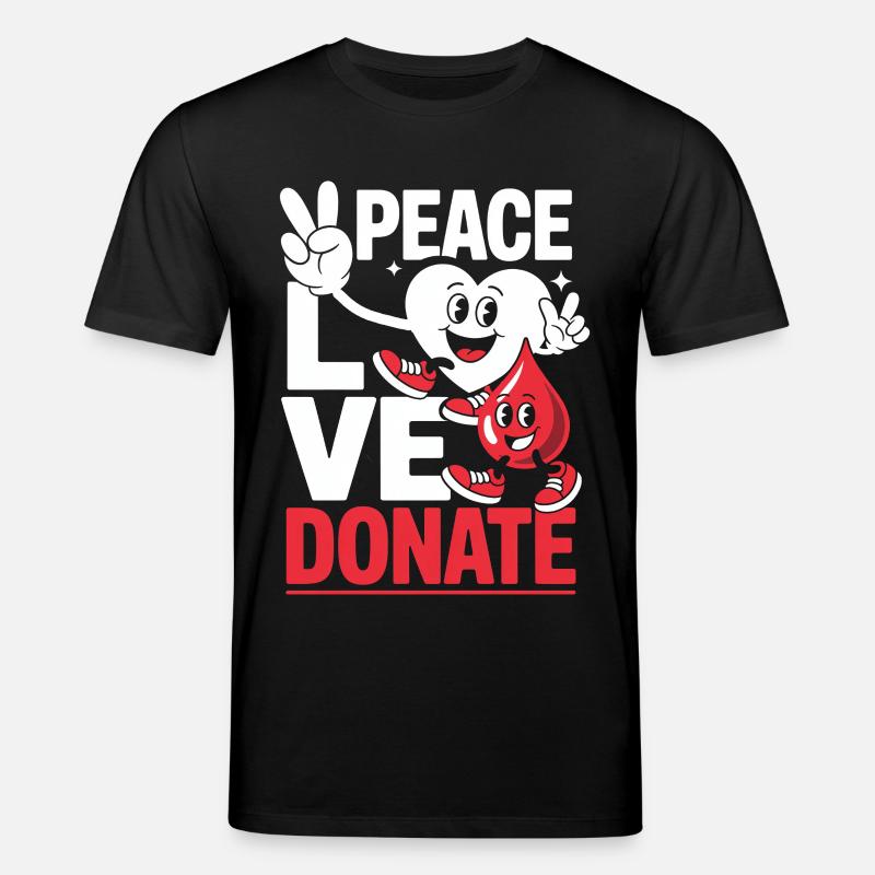 Peace Love Donate Blutspender Blutspende - Stanley/Stella Unisex Bio-T-Shirt CREATOR  - Schwarz