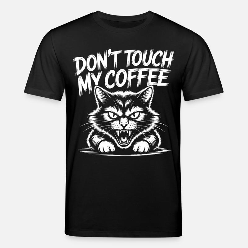 Coffee warning with angry cat - Stanley/Stella CREATOR Unisex Organic T-Shirt - black
