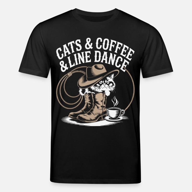 Katzen Kaffee Line Dance - Stanley/Stella Unisex Bio-T-Shirt CREATOR  - Schwarz