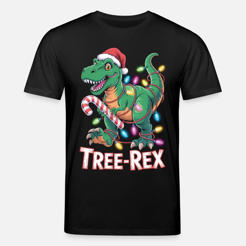 Tree-Rex Dinosaurier - T-Rex mit Lichterkette - Stanley/Stella Unisex Bio-T-Shirt CREATOR  - Schwarz