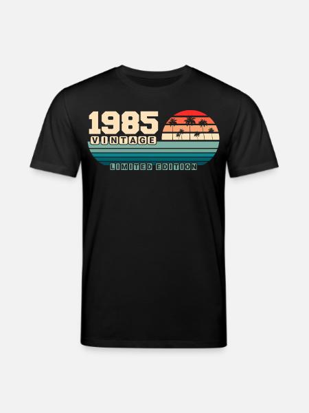 40-års fødselsdag 1985 Vintage 1985 Retro Solnedgang - Stanley/Stella CREATOR økologisk unisex-T-shirt - sort