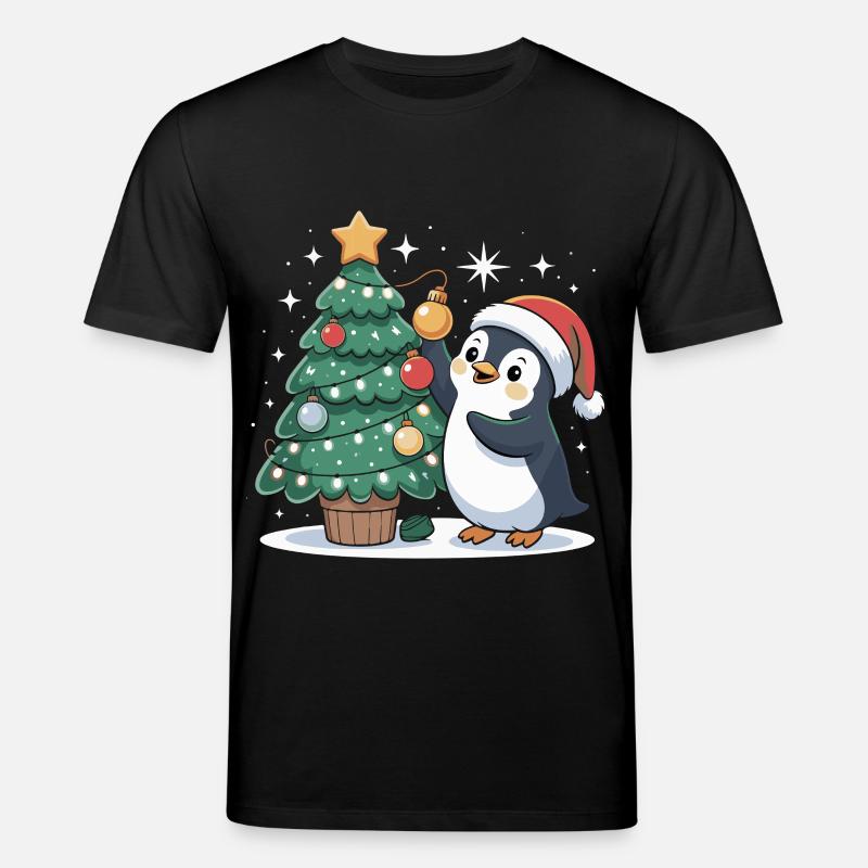 Pinguin schmückt Weihnachtsbaum - Stanley/Stella Unisex Bio-T-Shirt CREATOR  - Schwarz