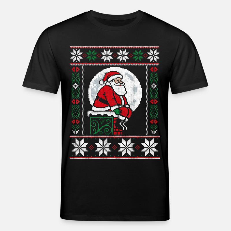 Weihnachts-Pixelkunst-Weihnachtsmann auf Kaminsims - Stanley/Stella Unisex Bio-T-Shirt CREATOR - Schwarz
