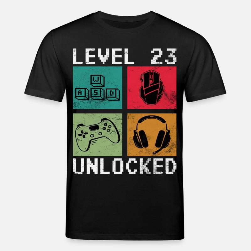 Level 23 Unlocks Pixel Gaming - Stanley/Stella CREATOR Unisex Organic T-Shirt - black