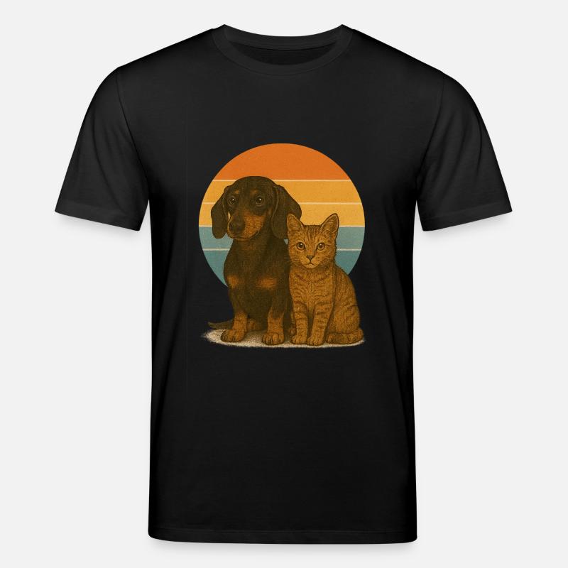 Dackel und Katze - Stanley/Stella Unisex Bio-T-Shirt CREATOR  - Schwarz