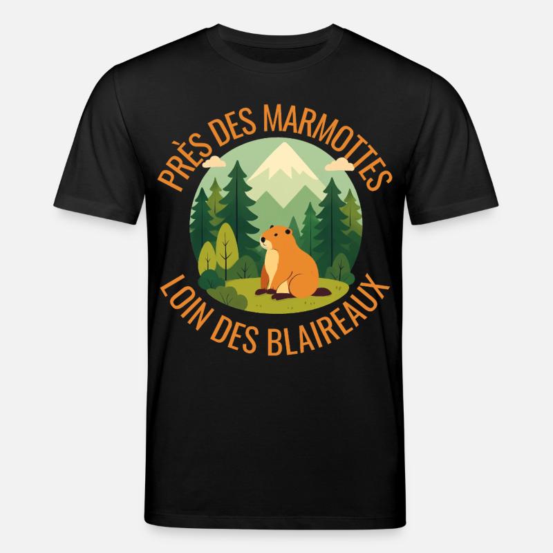 Marmotte Alpine en Forêt - T-shirt bio CREATOR Stanley/Stella Unisexe - noir