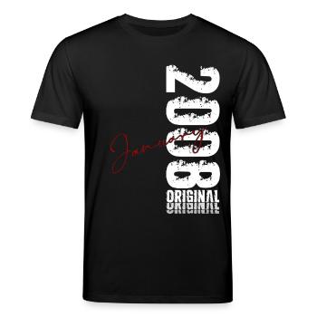 18. Geburtstag Original Januar Jahrgang 2008  - Stanley/Stella Unisex Bio-T-Shirt CREATOR  - Schwarz - Vorne - Alina (178cm) & Michal (187cm)