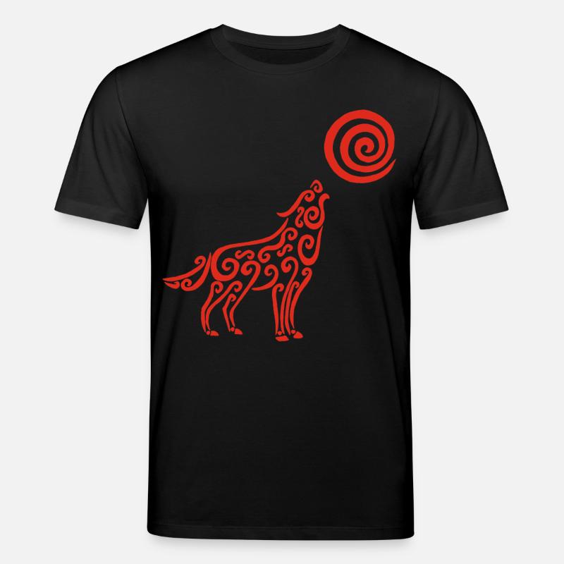 Der Wolf und der rote Mond - Stanley/Stella Unisex Bio-T-Shirt CREATOR  - Schwarz