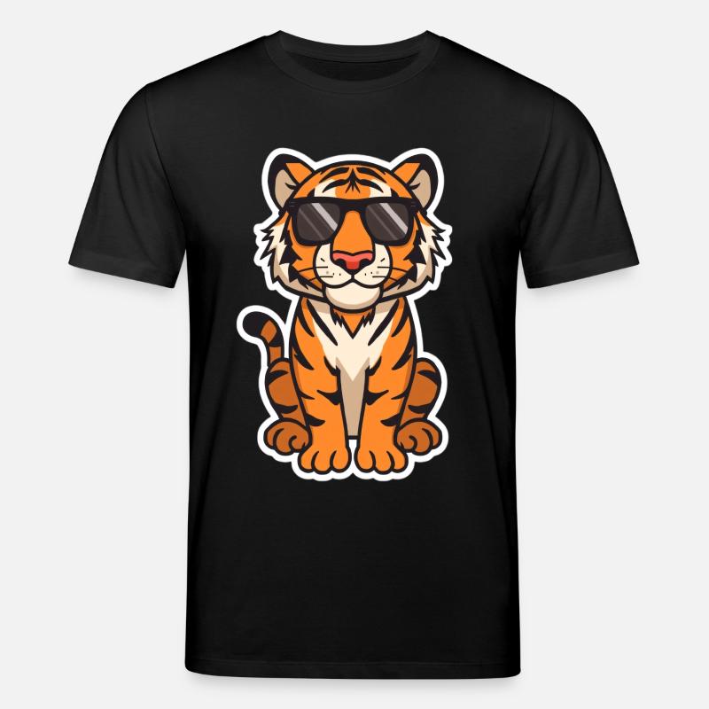 Tiger Illustration mit Sonnenbrille - Stanley/Stella Unisex Bio-T-Shirt CREATOR - Schwarz