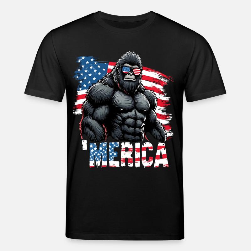 Muskelgorilla mit Flagge - Stanley/Stella Unisex Bio-T-Shirt CREATOR  - Schwarz