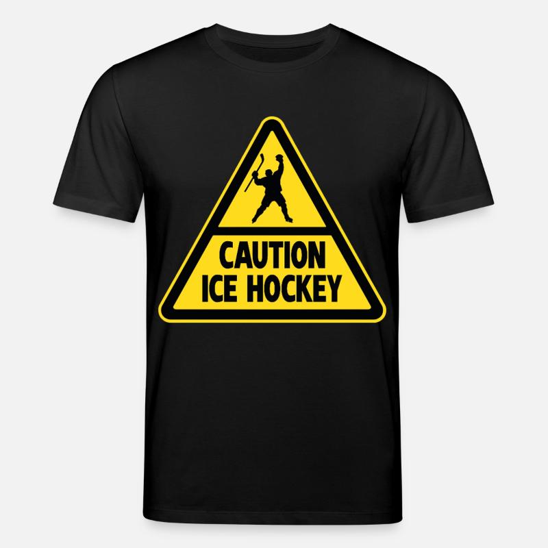 Caution Hockey Eishockeyspieler Warnung - Stanley/Stella Unisex Bio-T-Shirt CREATOR  - Schwarz
