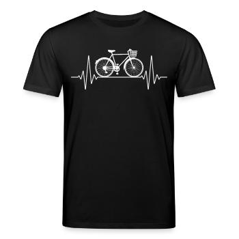 Fahrrad EKG Herzlinie Radsport Leidenschaft - Stanley/Stella Unisex Bio-T-Shirt CREATOR  - Schwarz - Vorne - Alina (178cm) & Michal (187cm)