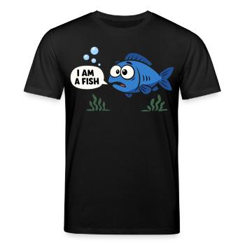 Blauer Fisch Kostüm Meerestier Karneval Fasching - Stanley/Stella Unisex Bio-T-Shirt CREATOR  - Schwarz - Vorne - Alina (178cm) & Michal (187cm)