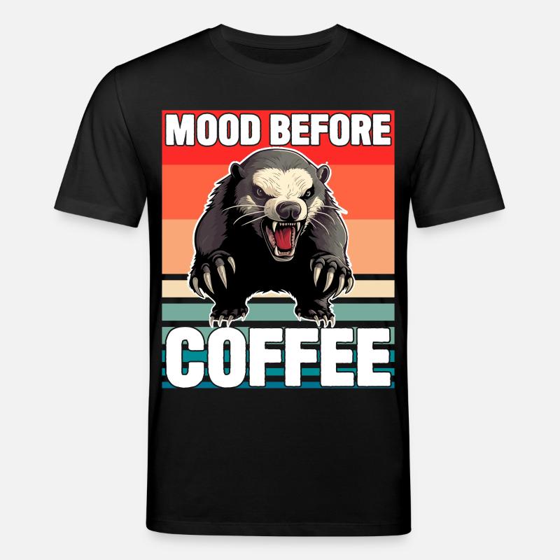 Honigdachs-Stimmung vor dem Kaffee - Stanley/Stella Unisex Bio-T-Shirt CREATOR  - Schwarz