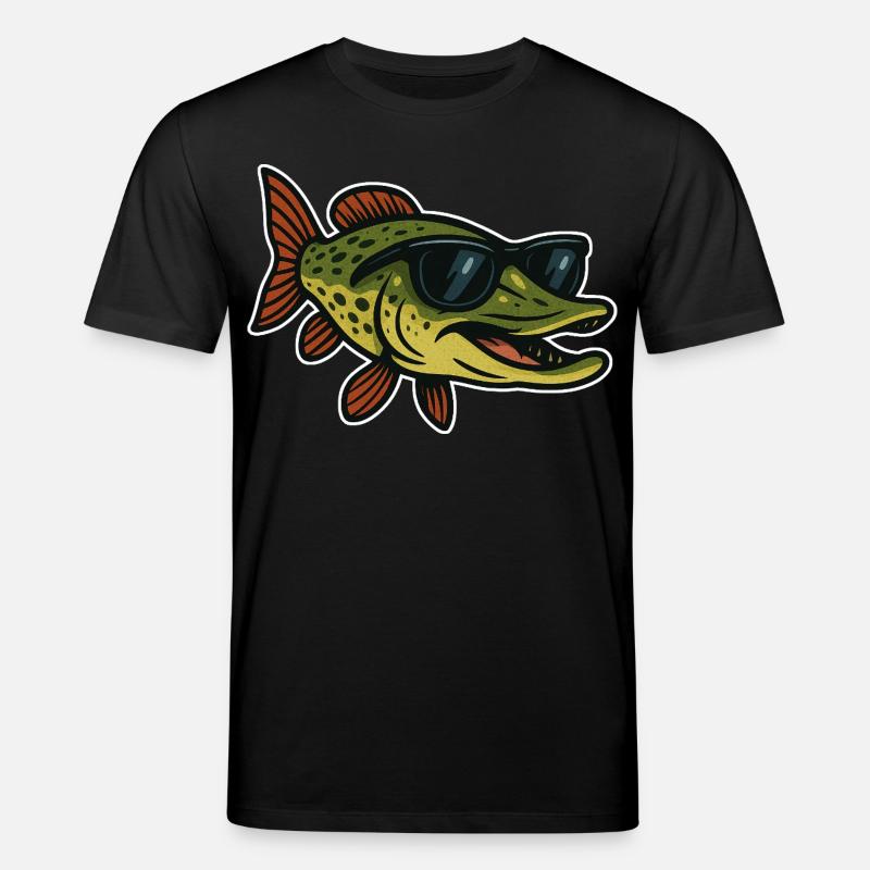 Hecht mit Sonnenbrille - Stanley/Stella Unisex Bio-T-Shirt CREATOR  - Schwarz