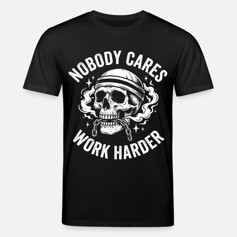 Schädel mit Helm: Arbeite härter - Stanley/Stella Unisex Bio-T-Shirt CREATOR  - Schwarz