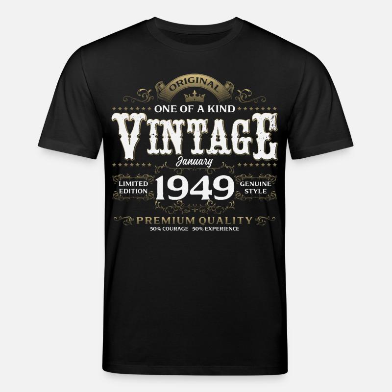 77e anniversaire Millésime janvier 1949 - T-shirt bio CREATOR Stanley/Stella Unisexe - noir