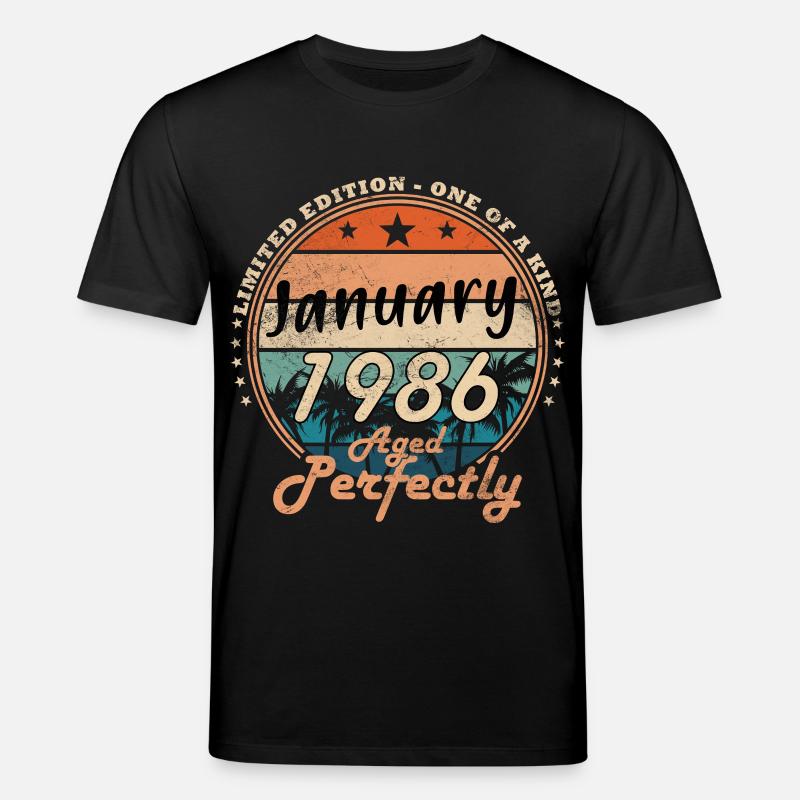 Januar 1986 Vintage-Retro-Geburtstagsgeschenk - Stanley/Stella Unisex Bio-T-Shirt CREATOR  - Schwarz