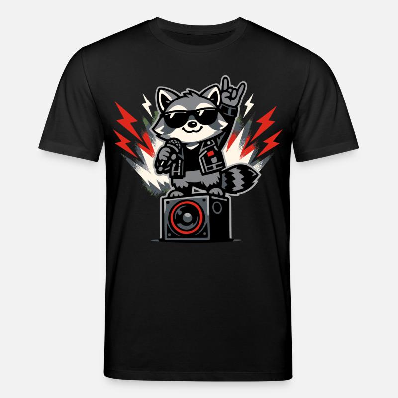 Retro Waschbär Rock Musik Geschenk - Stanley/Stella Unisex Bio-T-Shirt CREATOR  - Schwarz
