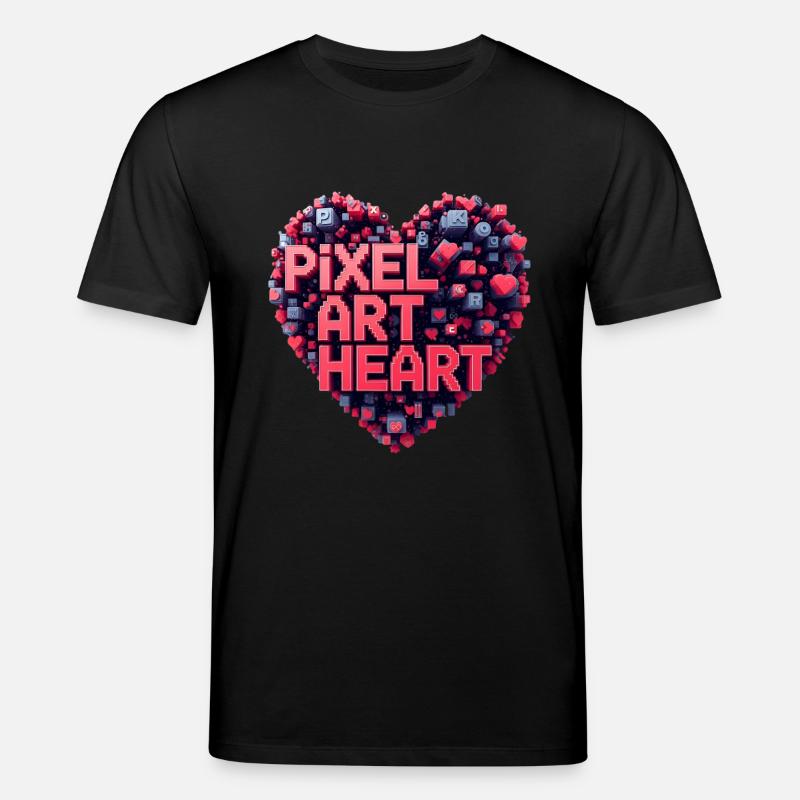 Collage de cœurs en pixel art - T-shirt bio CREATOR Stanley/Stella Unisexe - noir