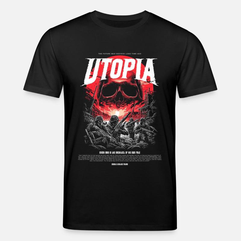 Utopia Crâne Rouge de Feu - T-shirt bio CREATOR Stanley/Stella Unisexe - noir