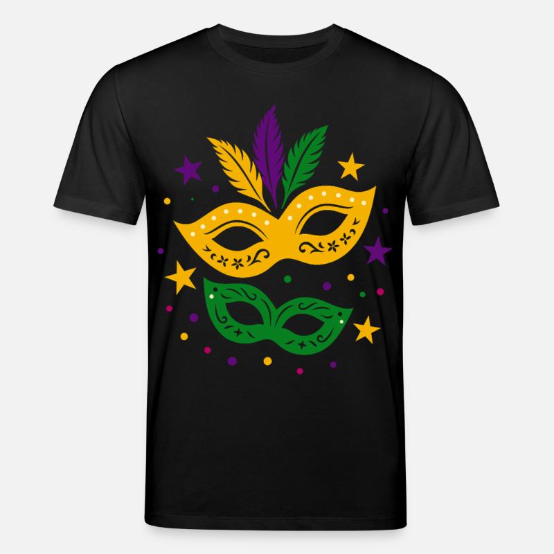 Karneval Masken mit Sternen & bunten Federn - Stanley/Stella Unisex Bio-T-Shirt CREATOR - Schwarz