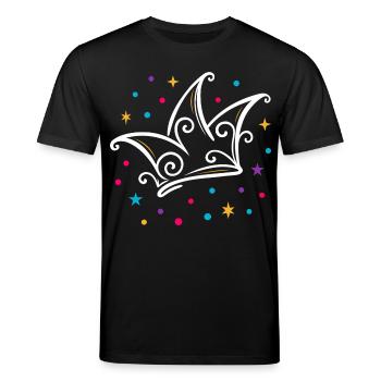 Karneval Narrenkappe modern mit Sternen & Konfetti - Stanley/Stella Unisex Bio-T-Shirt CREATOR  - Schwarz - Vorne - Alina (178cm) & Michal (187cm)